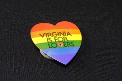 VIRGINIA IS FOR LOVERS ‘PRIDE’ BLINKING PINS<p> ‘Virginia is for Lovers’ has been Virginia’s tourism slogan  since 1969. Since 2015, same-sex couples in the US have  been guaranteed the legal right to marry. The rainbow  flag has been recognised as a symbol of LGBT social  movements since the late 1970s. These badges can be  given out prior to wedding ceremonies or during wedding  receptions.</p>