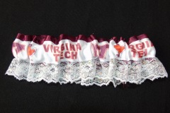 VIRGINIA TECH GARTER<p> Some couples include references to their high schools,  universities, or favourite sports team in their wedding  clothes.</p>